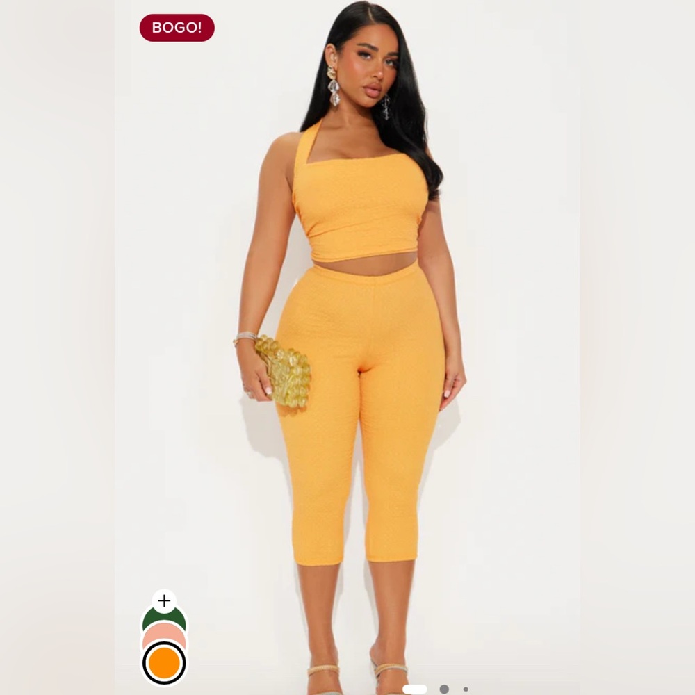 Fashion Nova Orange Capris Jumpsuit
